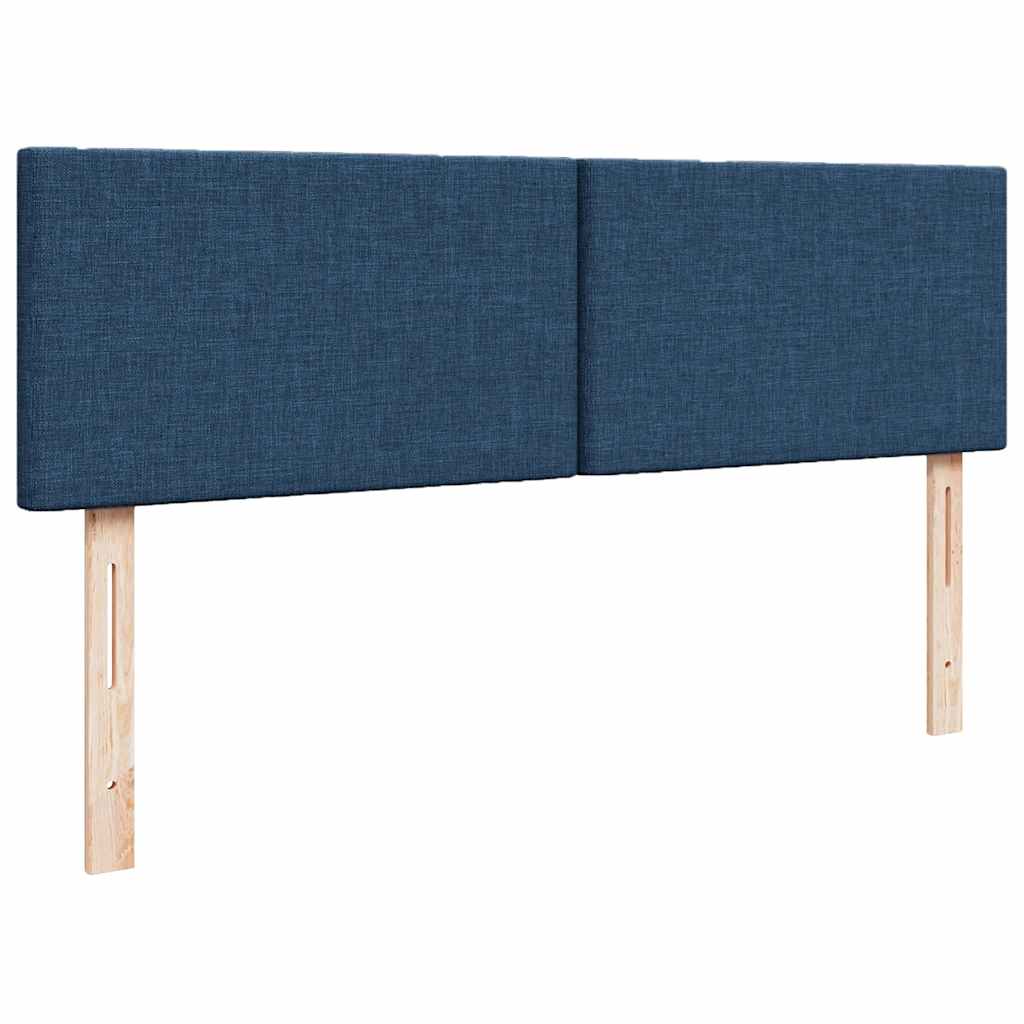 Cadre de lit ottoman avec matelas bleu 140x200 cm tissu