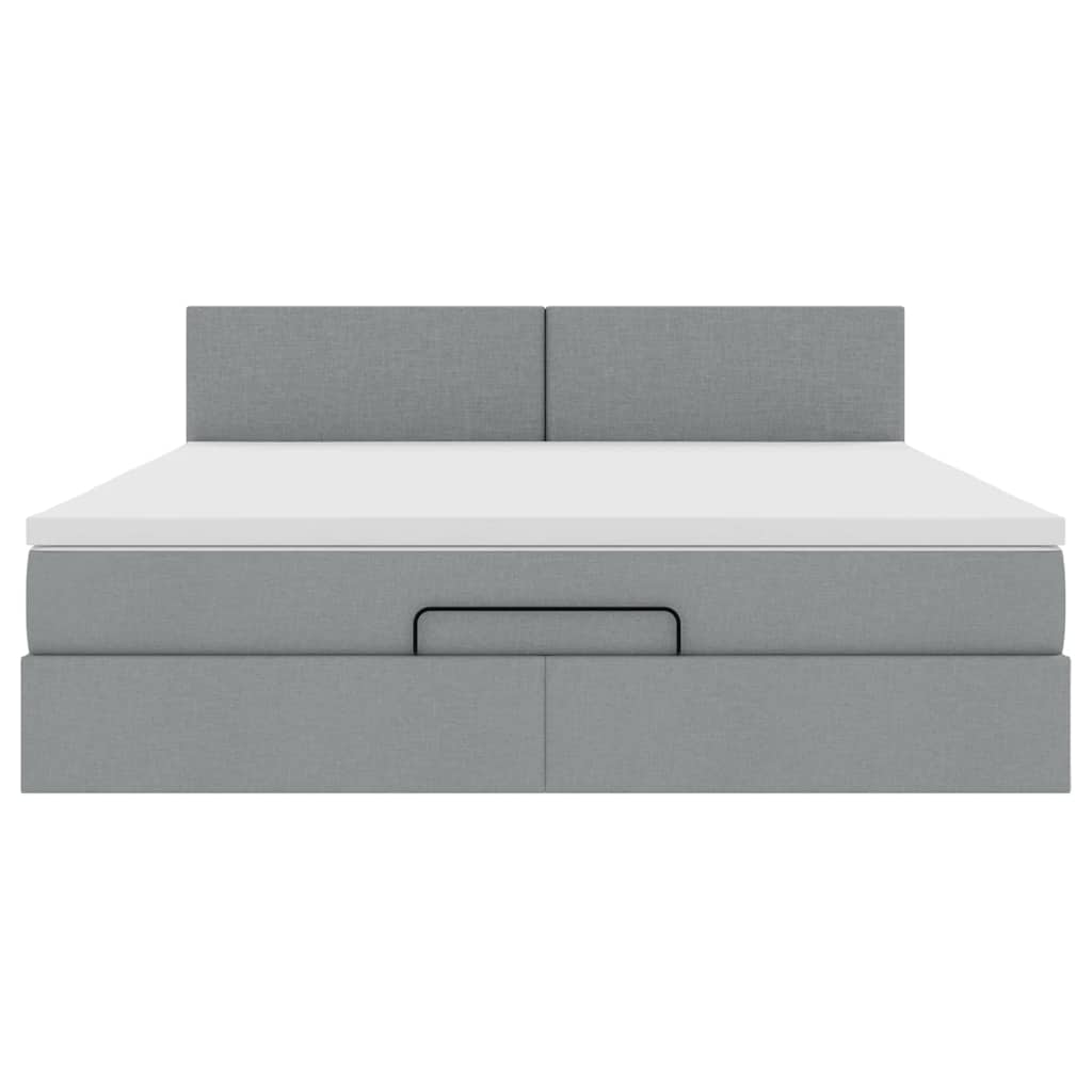 Lit ottoman avec matelas gris clair 160x200 cm tissu - XIOS