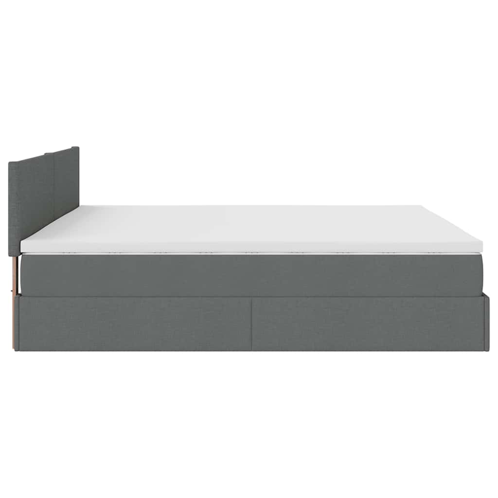 Cadre de lit ottoman avec matelas gris foncé 160x200cm tissu - XIOS