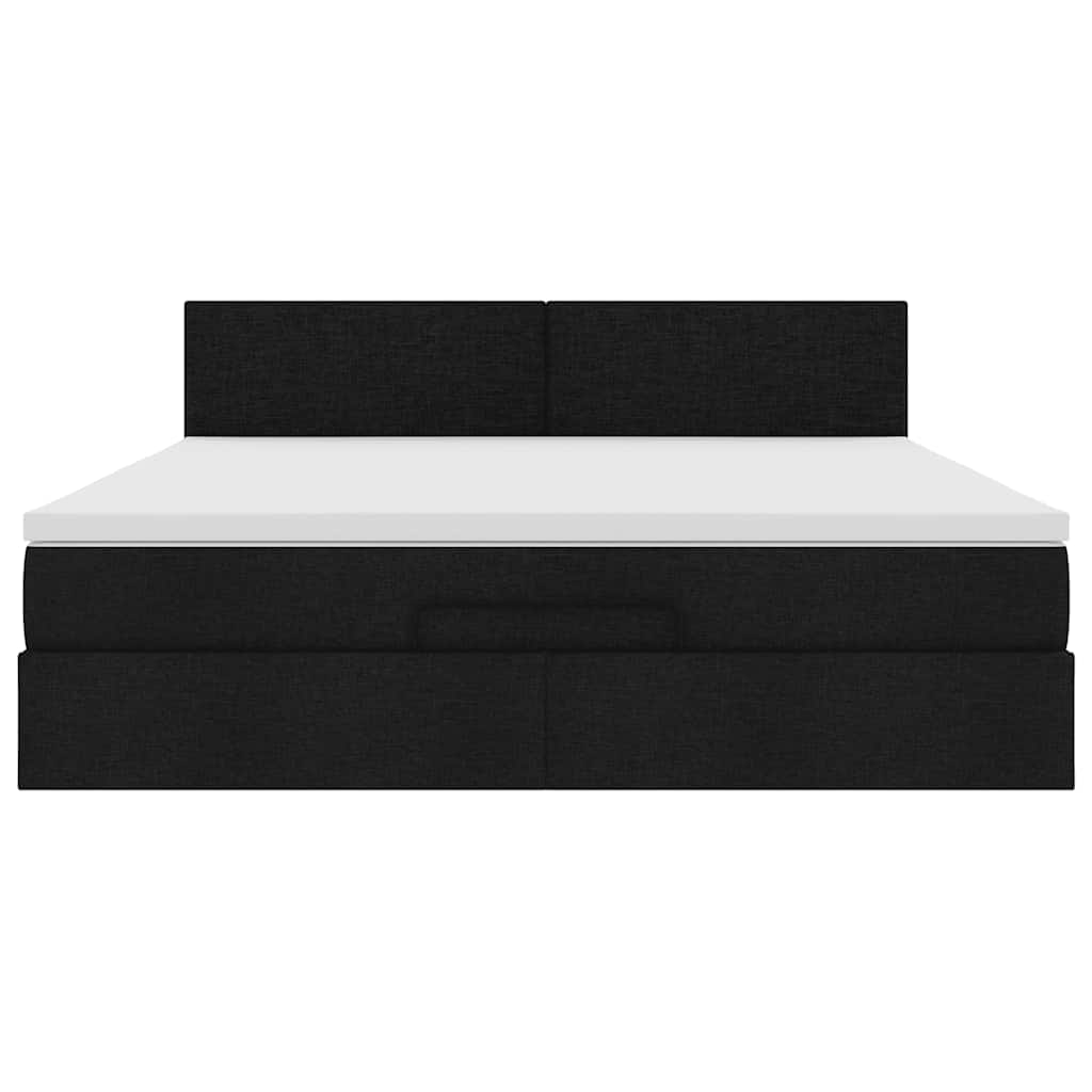 Cadre de lit ottoman avec matelas noir 160x200 cm tissu