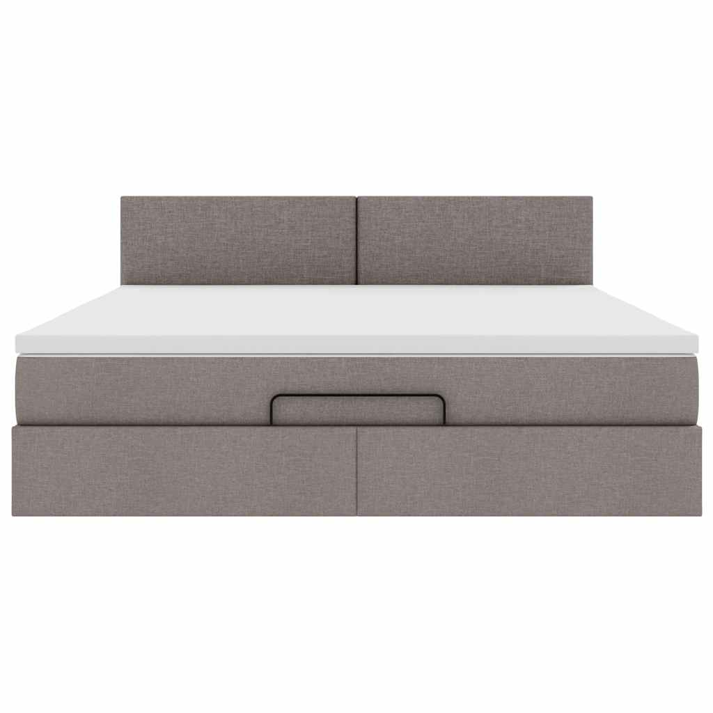 Cadre de lit ottoman avec matelas taupe 160x200 cm tissu - XIOS