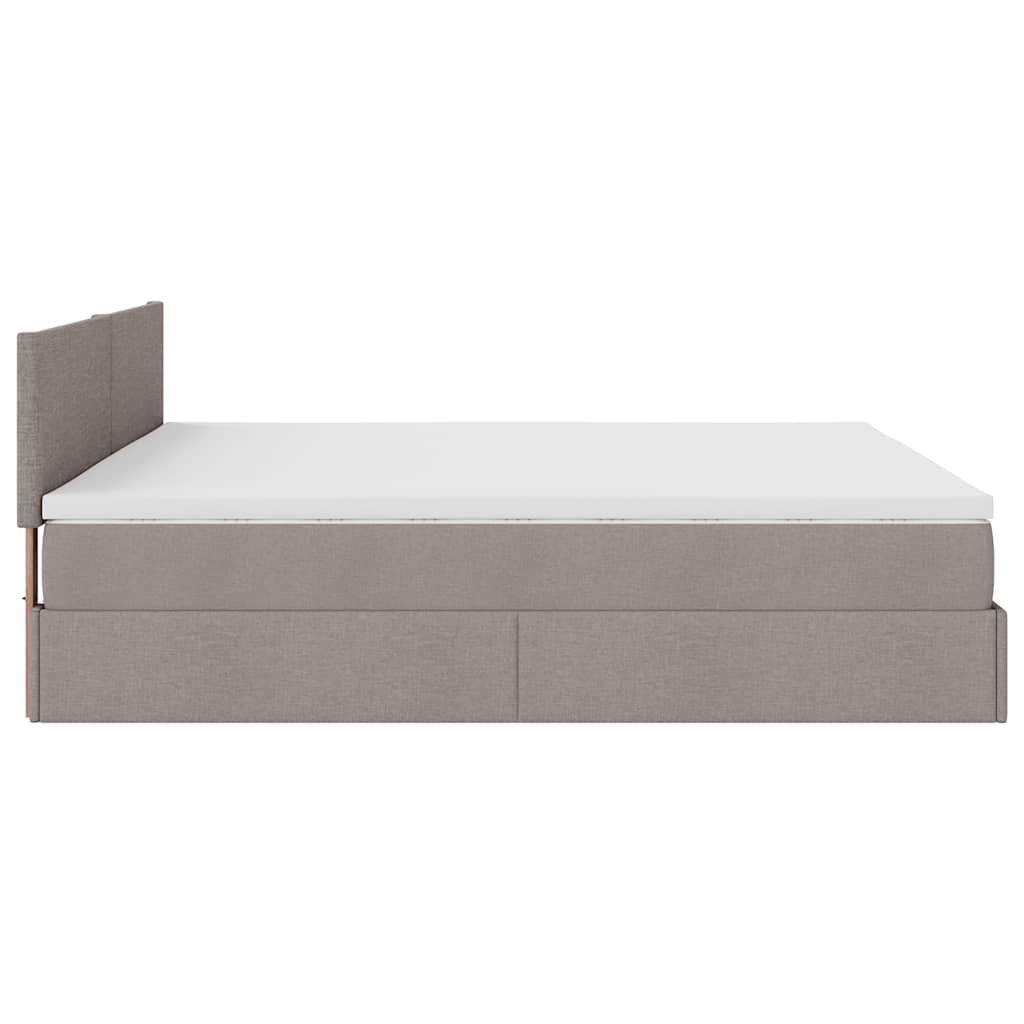 Cadre de lit ottoman avec matelas taupe 160x200 cm tissu - XIOS