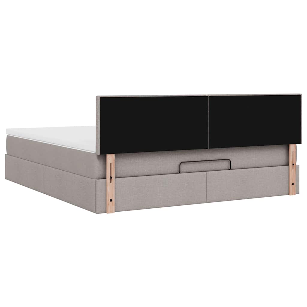 Cadre de lit ottoman avec matelas taupe 160x200 cm tissu - XIOS