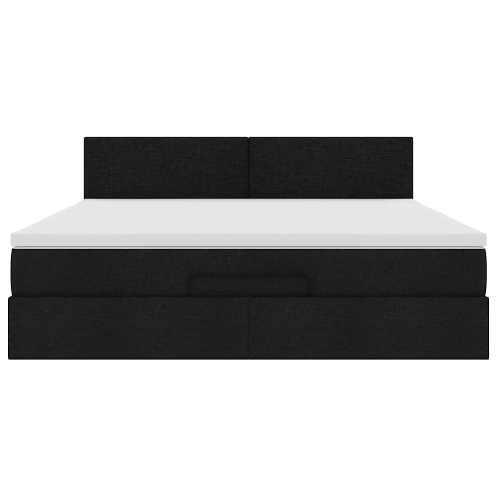 Cadre de lit ottoman avec matelas noir 180x200 cm tissu - XIOS