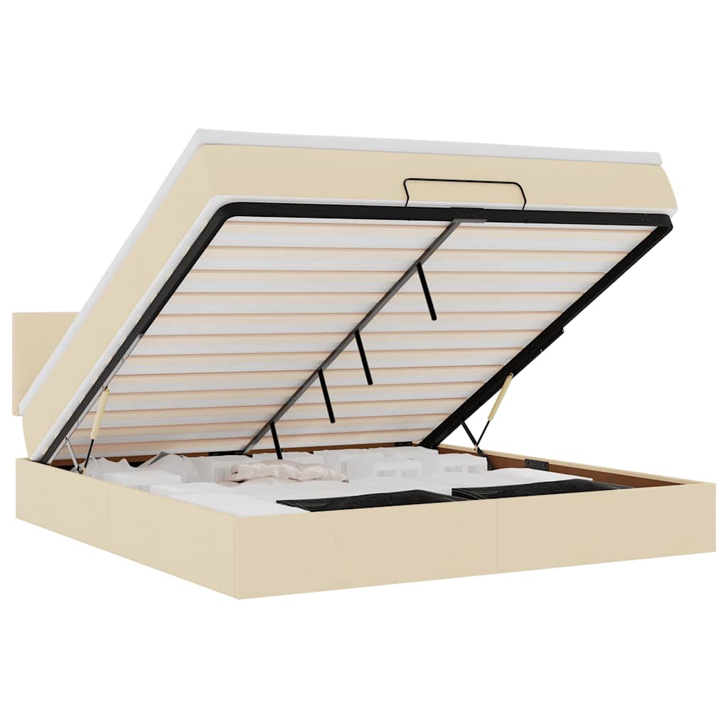 Cadre de lit ottoman avec matelas crème 180x200 cm tissu - XIOS