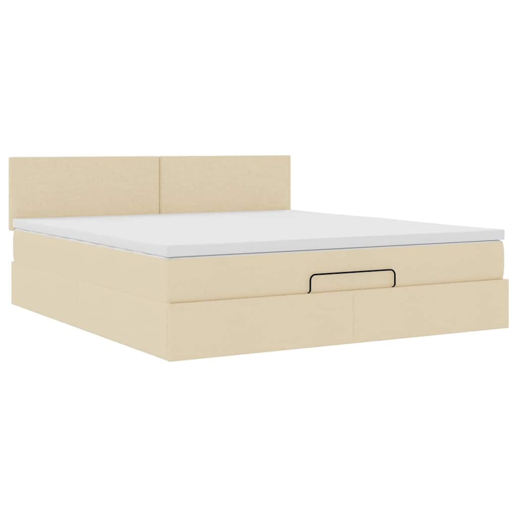 Cadre de lit ottoman avec matelas crème 180x200 cm tissu - XIOS