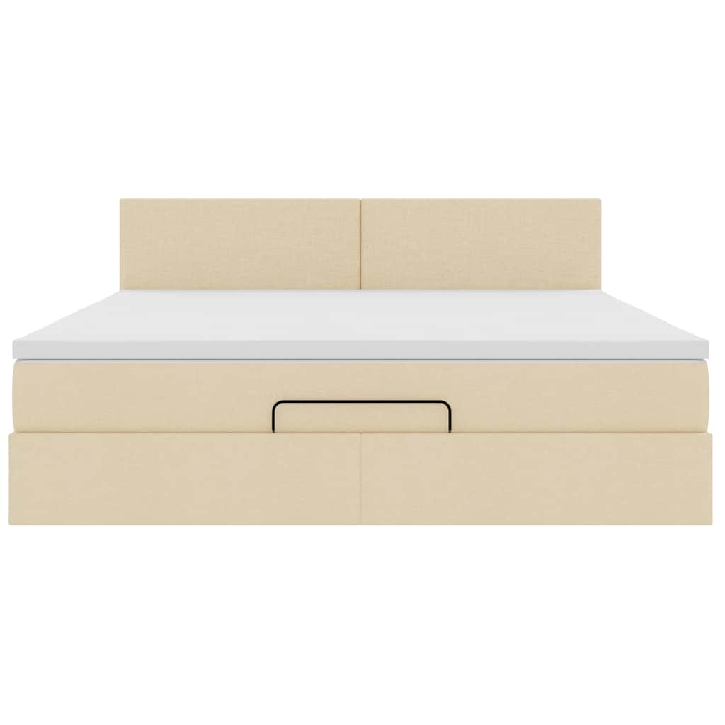 Cadre de lit ottoman avec matelas crème 180x200 cm tissu - XIOS