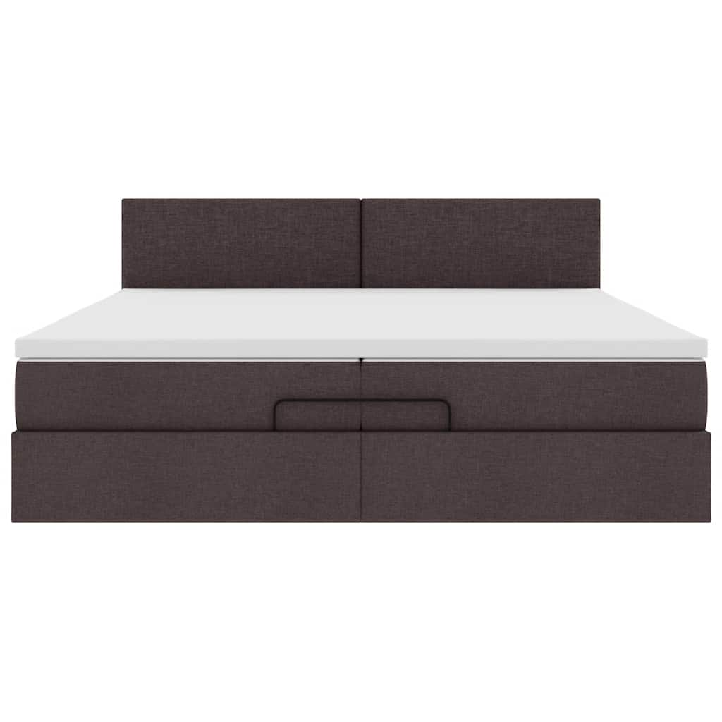 Cadre de lit ottoman avec matelas marron foncé 200x200 cm tissu - XIOS