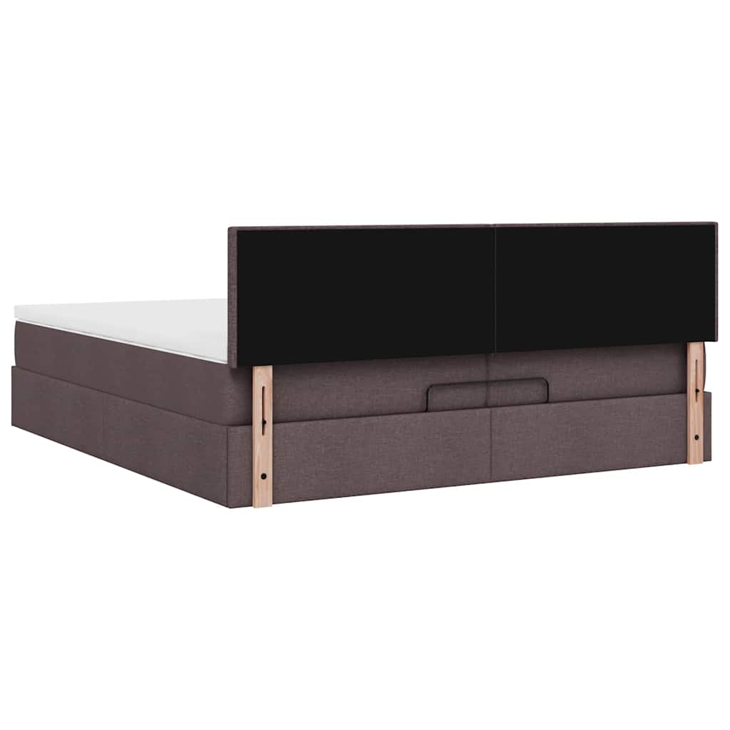 Cadre de lit ottoman avec matelas marron foncé 200x200 cm tissu - XIOS