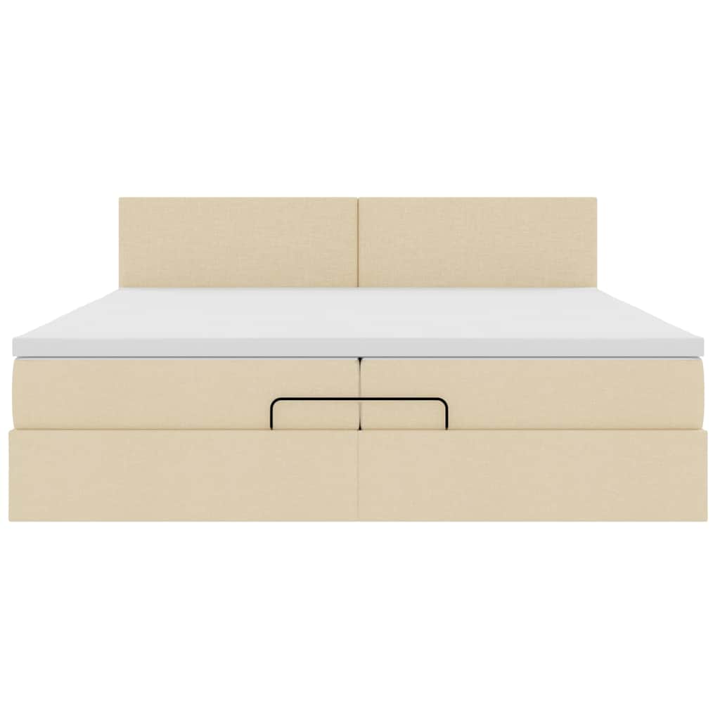 Cadre de lit ottoman avec matelas crème 200x200 cm tissu - XIOS