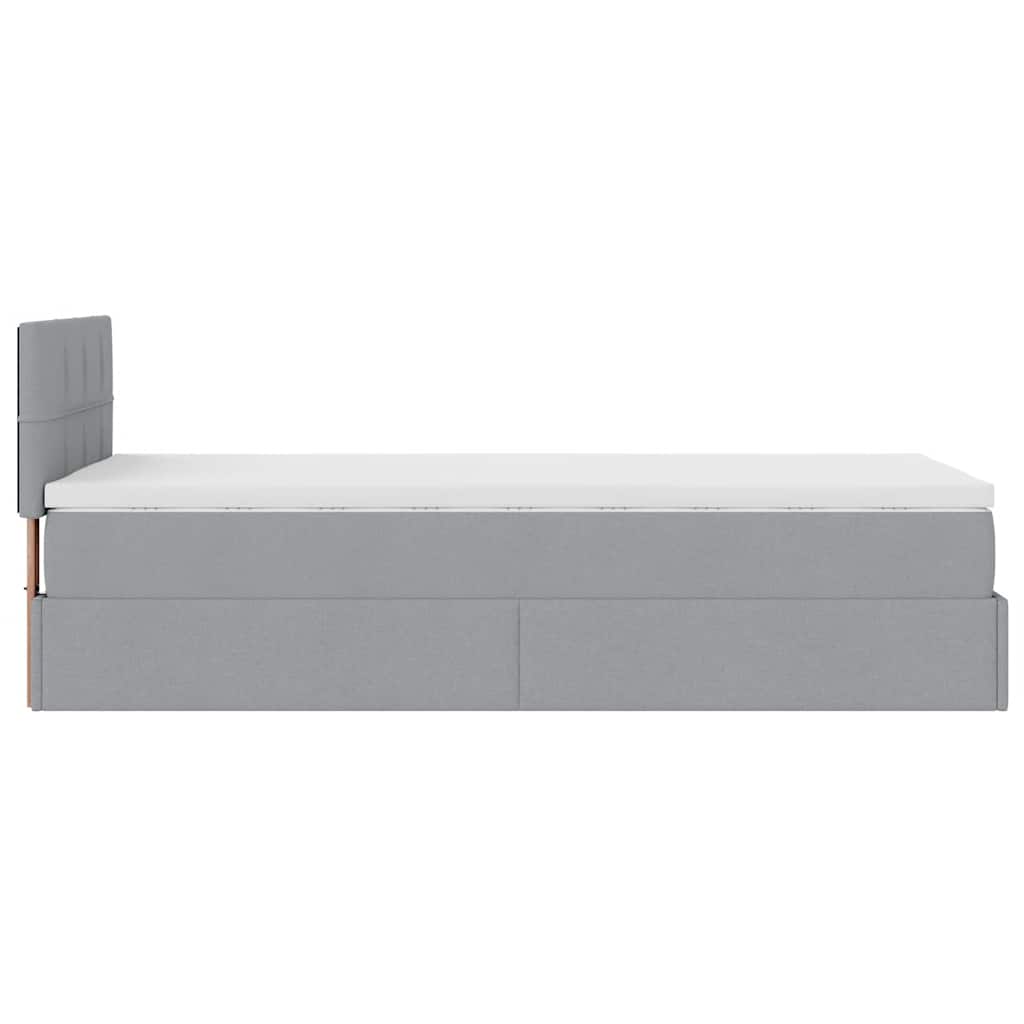 Cadre de lit ottoman avec matelas gris clair 80x200 cm tissu - XIOS