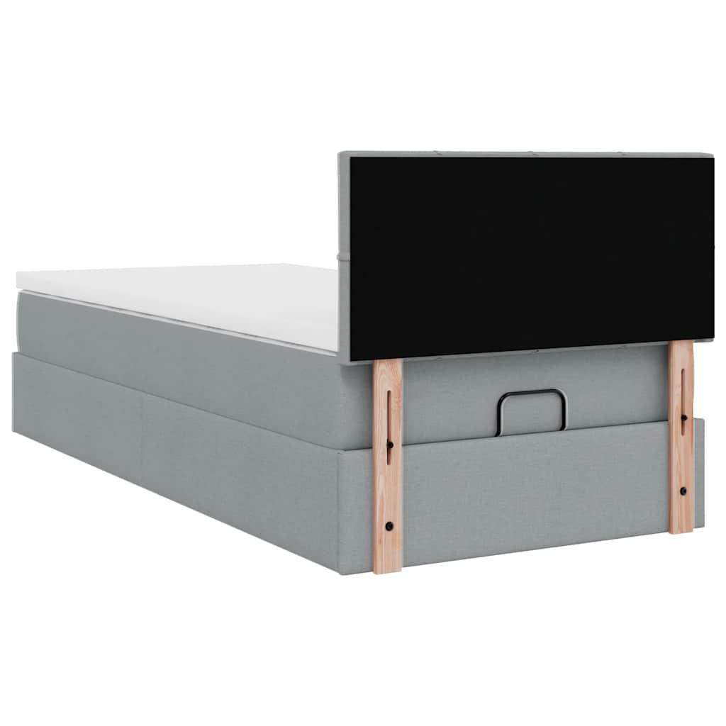 Cadre de lit ottoman avec matelas gris clair 80x200 cm tissu - XIOS