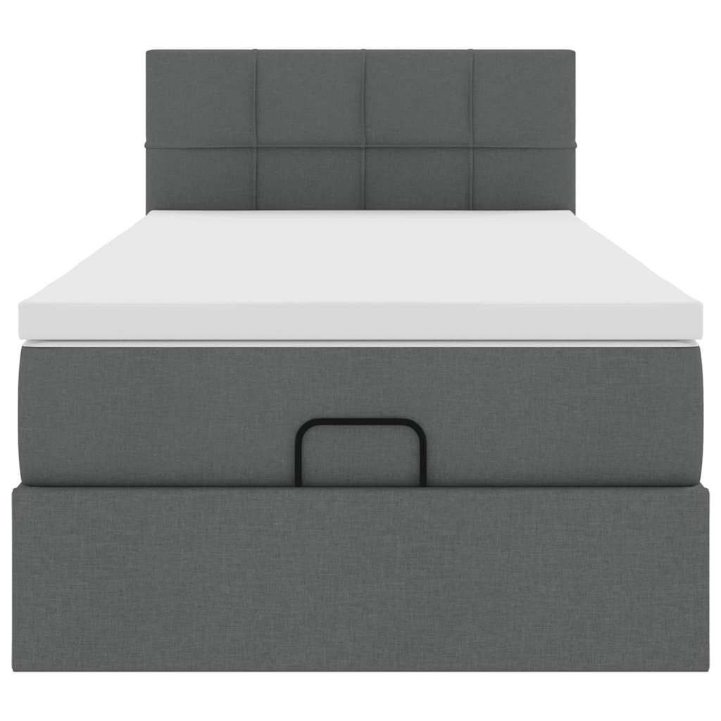 Cadre de lit ottoman avec matelas gris foncé 80x200 cm tissu - XIOS