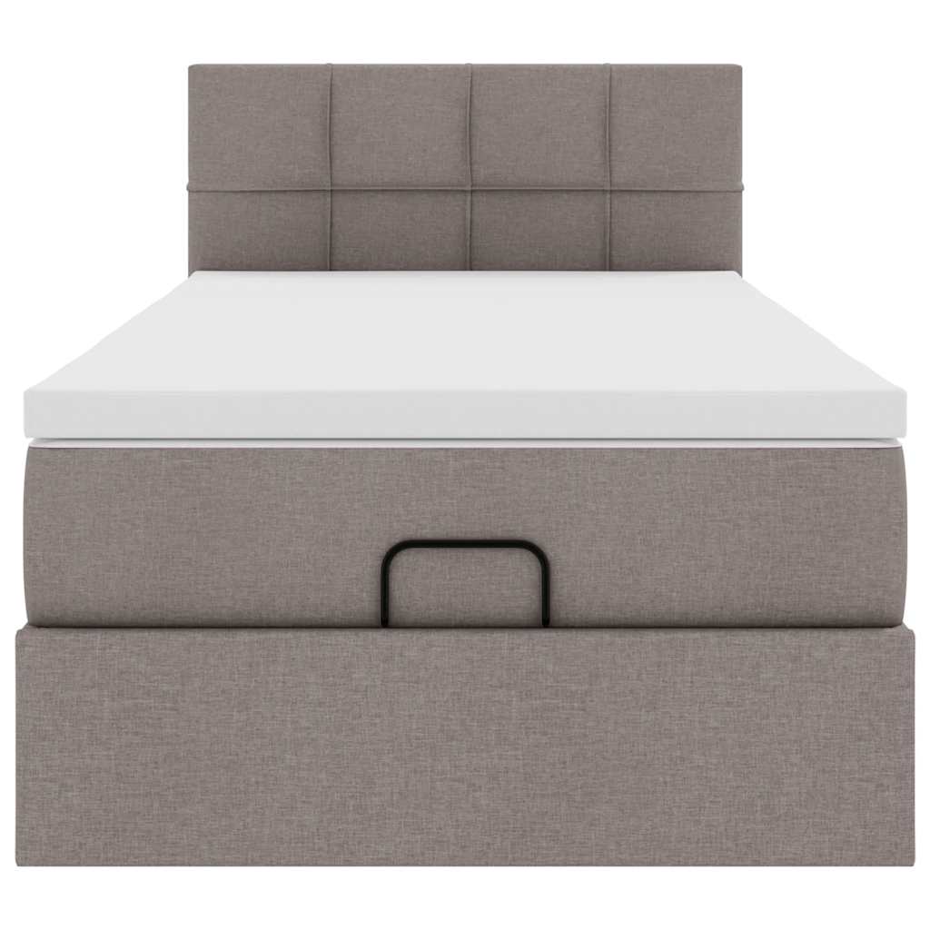 Cadre de lit ottoman avec matelas taupe 80x200 cm tissu