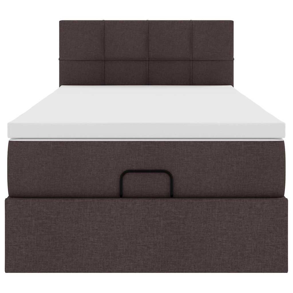Cadre de lit ottoman avec matelas marron foncé 90x190 cm tissu - XIOS