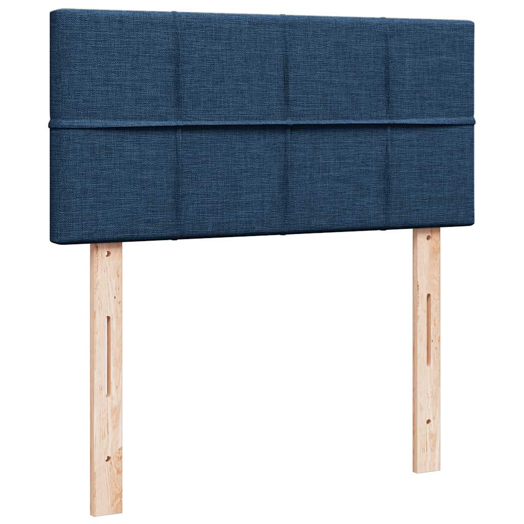 Cadre de lit ottoman avec matelas bleu 90x190 cm tissu - XIOS