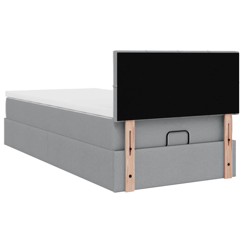 Lit ottoman avec matelas gris clair 90x200 cm tissu - XIOS