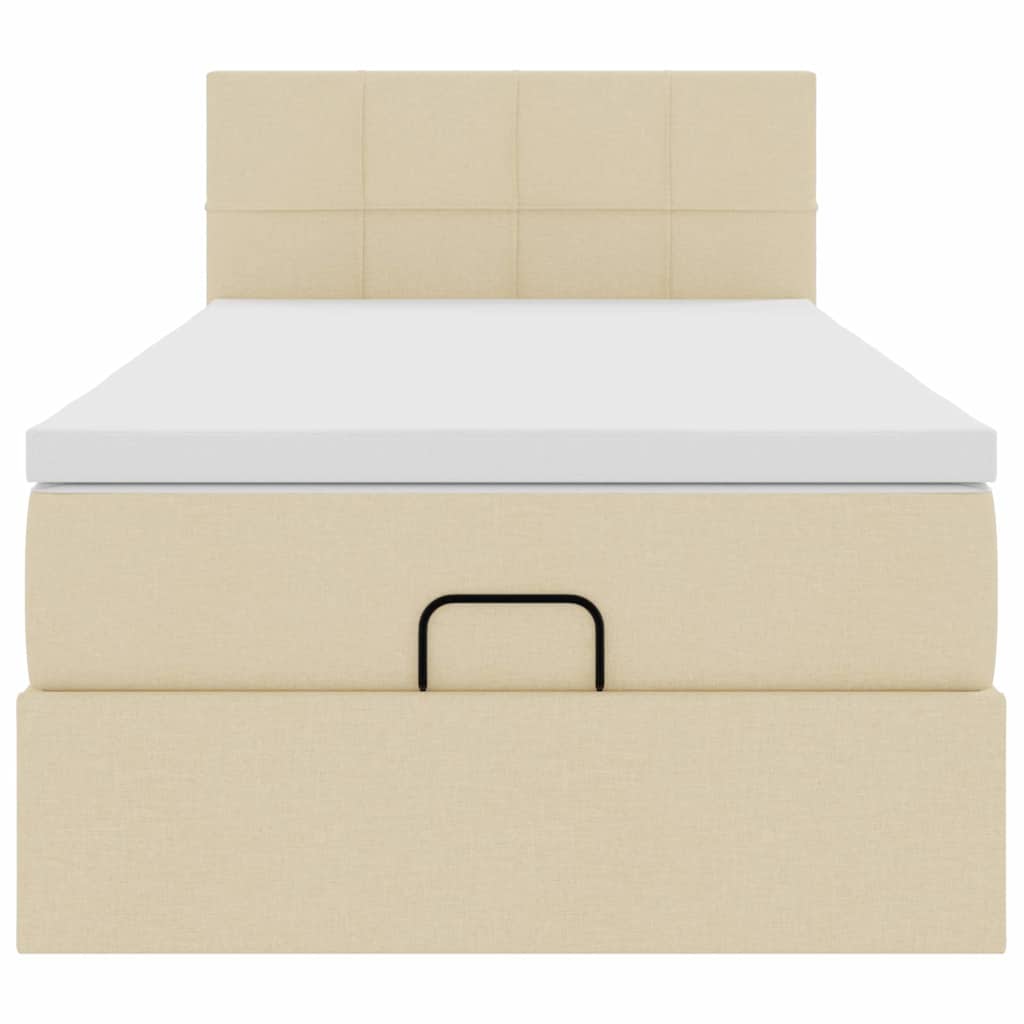 Lit ottoman avec matelas crème 90x200 cm tissu - XIOS