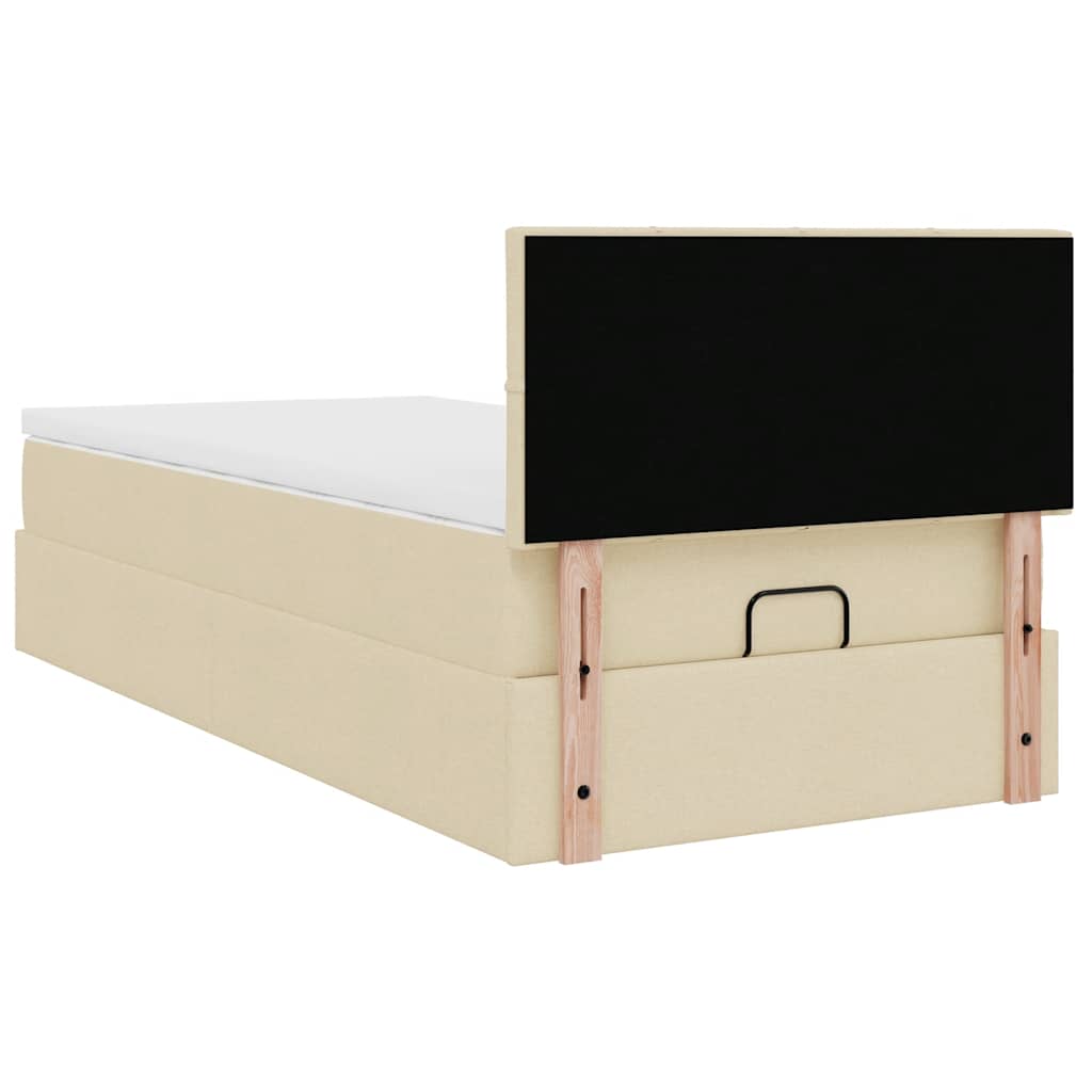 Lit ottoman avec matelas crème 90x200 cm tissu - XIOS
