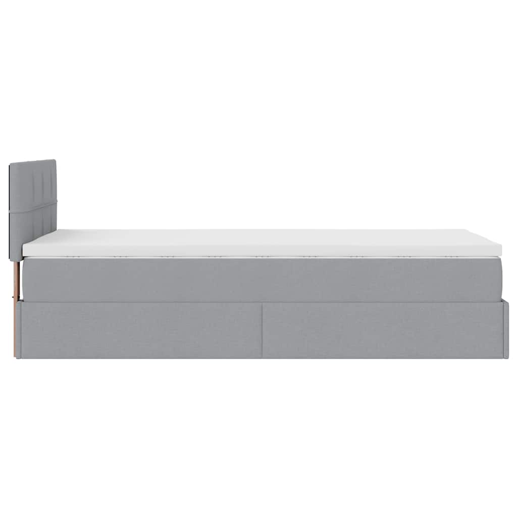 Lit ottoman avec matelas gris clair 100x200 cm tissu - XIOS