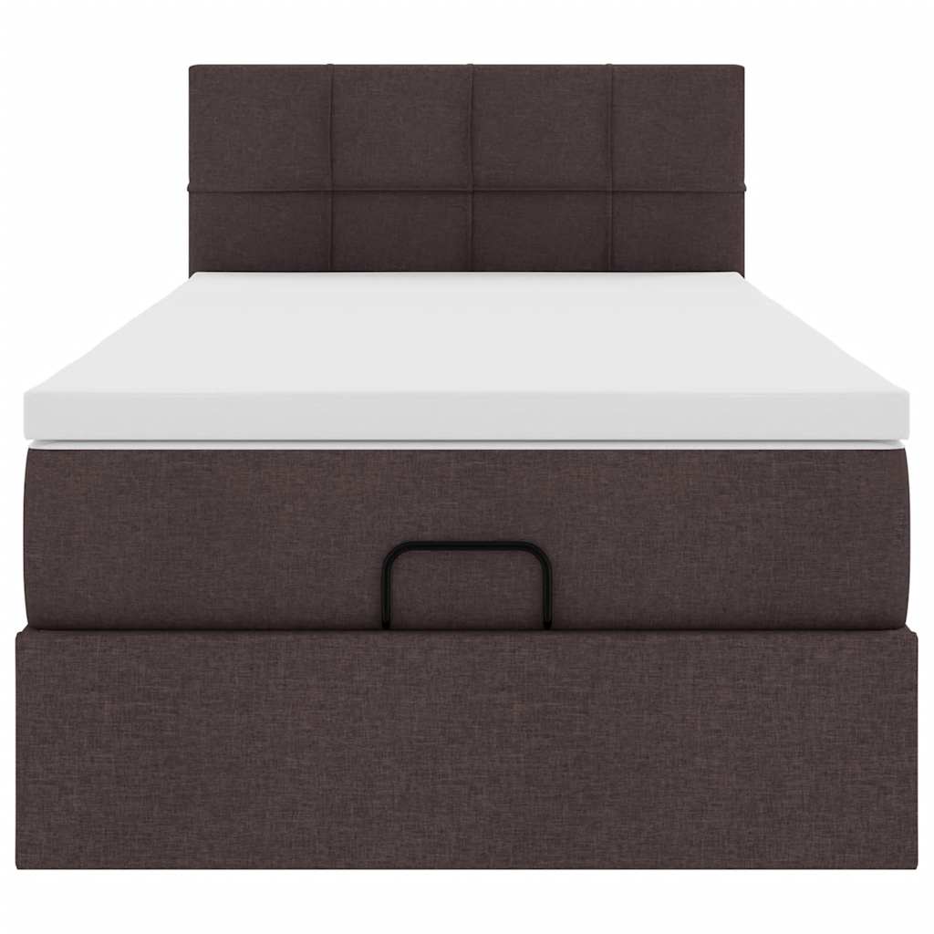 Lit ottoman avec matelas marron foncé 100x200 cm tissu - XIOS