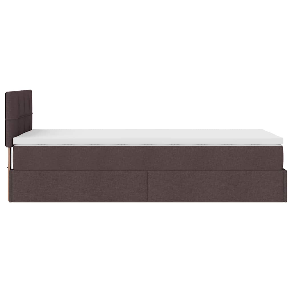 Lit ottoman avec matelas marron foncé 100x200 cm tissu - XIOS