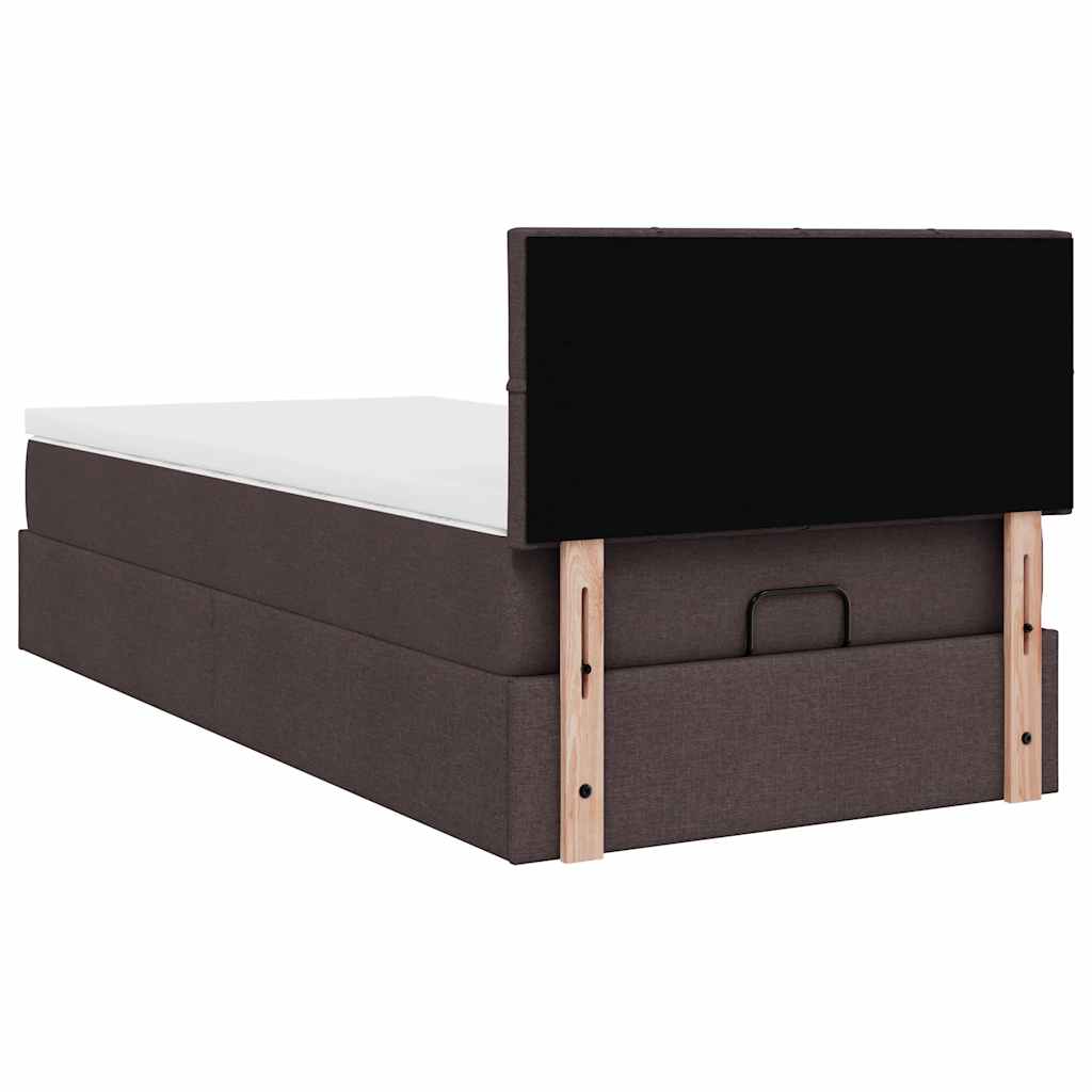 Lit ottoman avec matelas marron foncé 100x200 cm tissu - XIOS