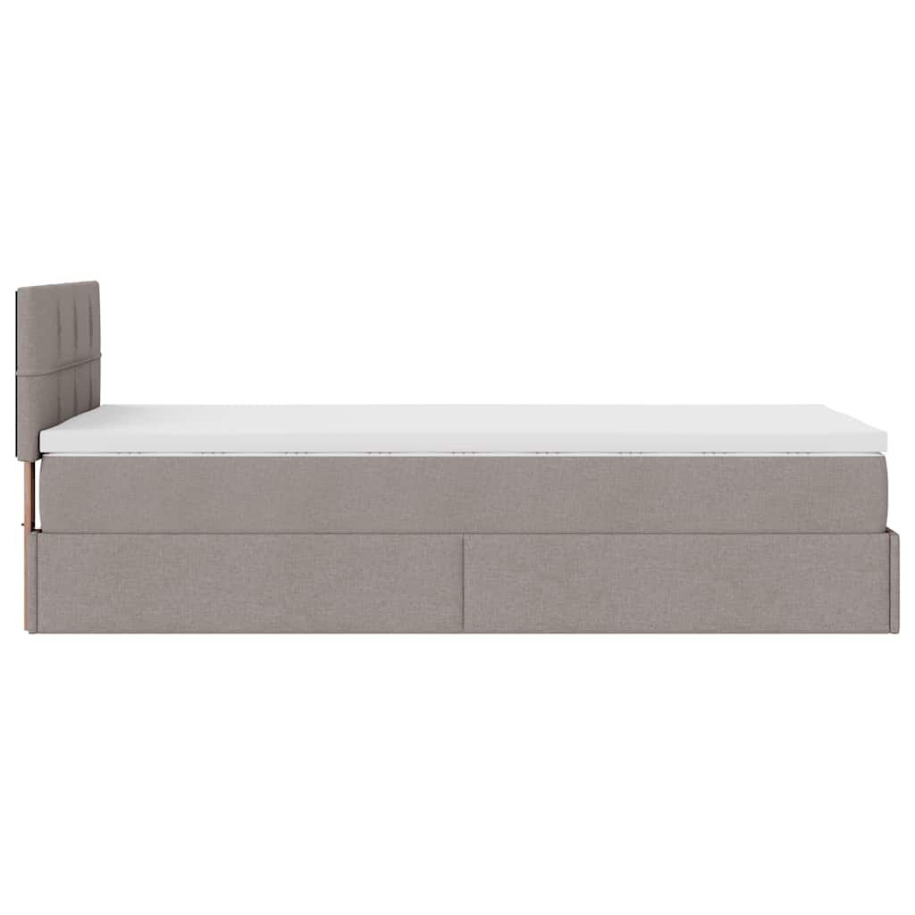 Lit ottoman avec matelas taupe 100x200 cm tissu