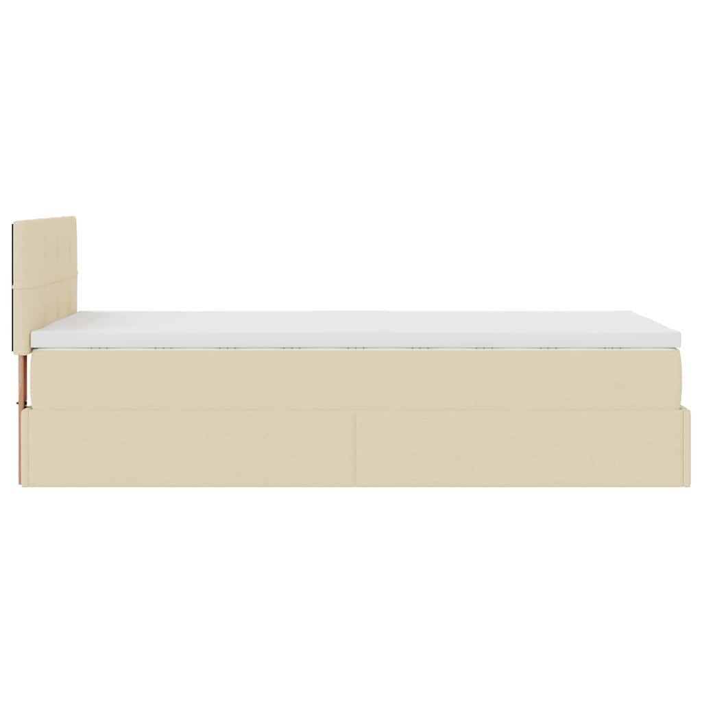 Lit ottoman avec matelas crème 100x200 cm tissu - XIOS