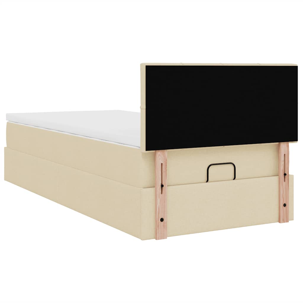 Lit ottoman avec matelas crème 100x200 cm tissu - XIOS