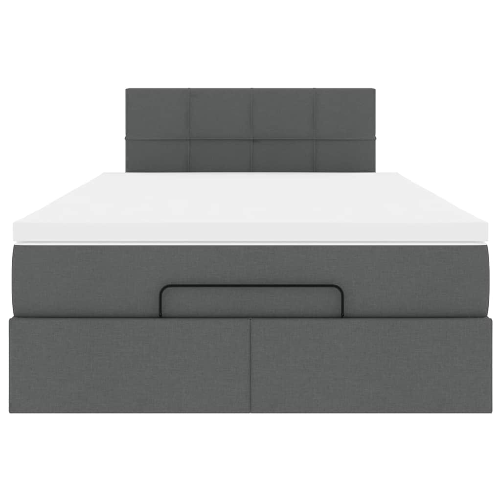 Lit ottoman avec matelas gris foncé 120x190 cm tissu