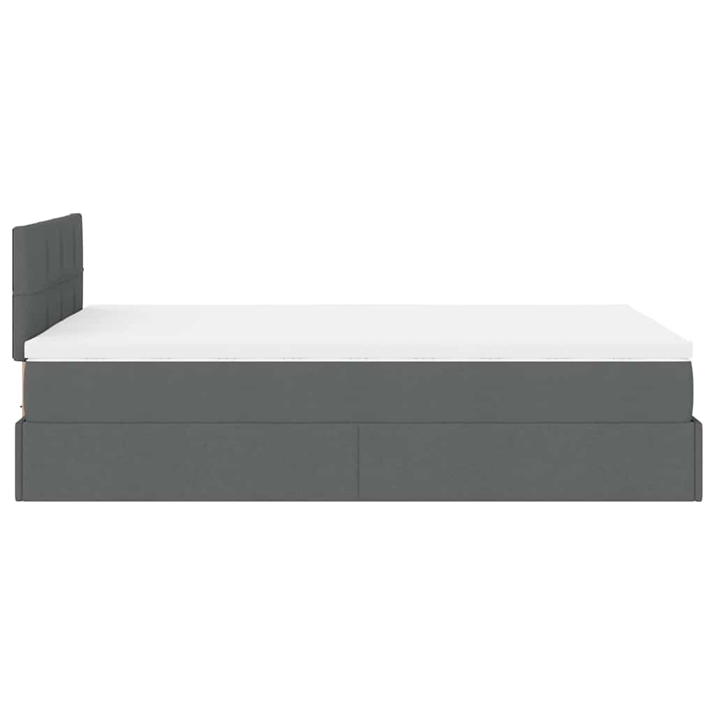 Lit ottoman avec matelas gris foncé 120x190 cm tissu - XIOS