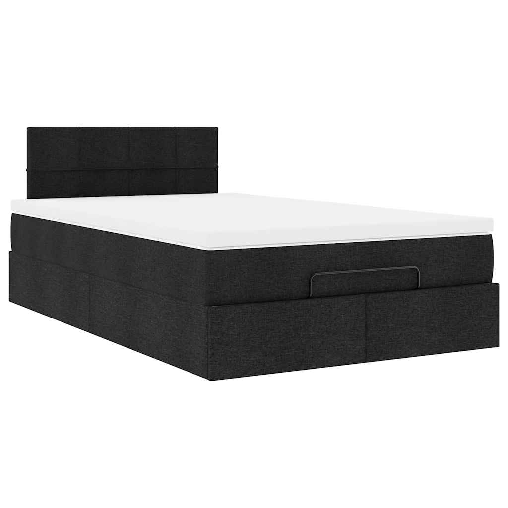 Lit ottoman avec matelas noir 120x190 cm tissu - XIOS
