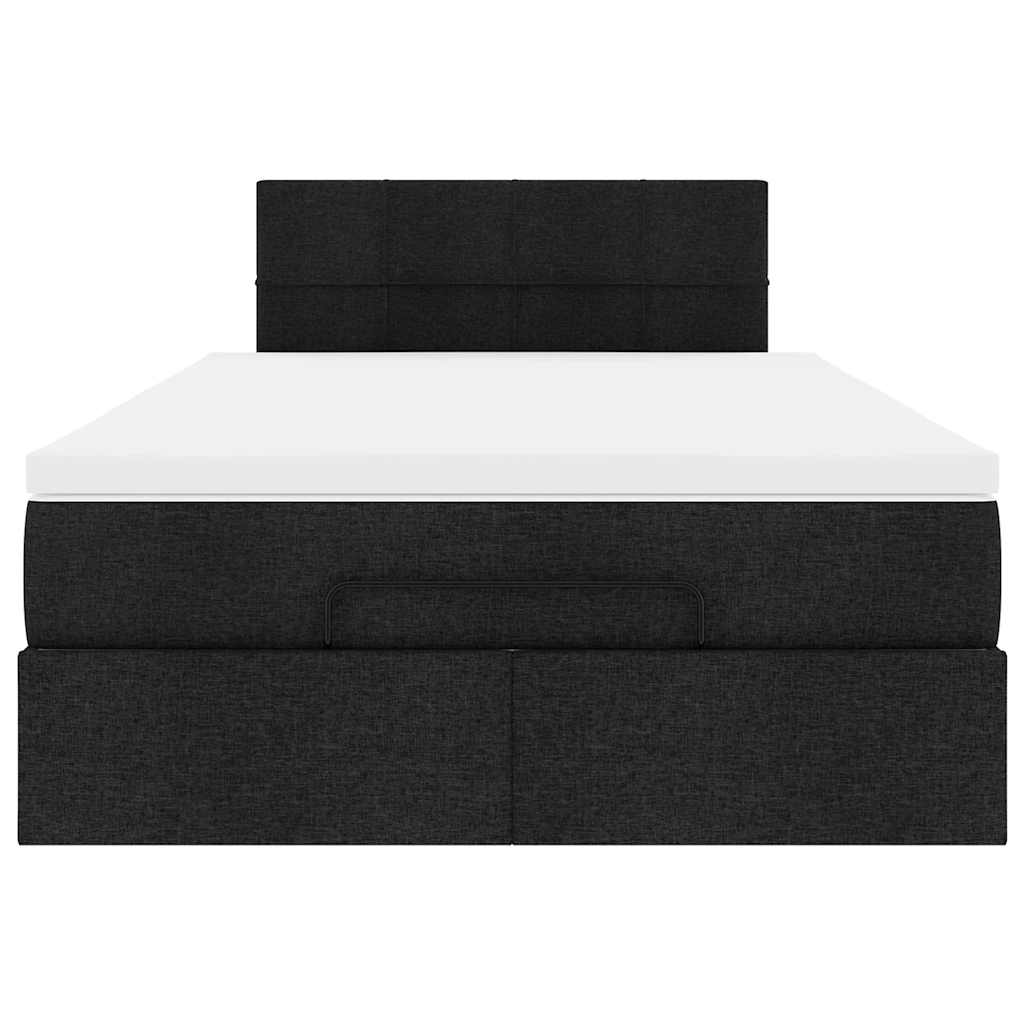 Lit ottoman avec matelas noir 120x190 cm tissu - XIOS
