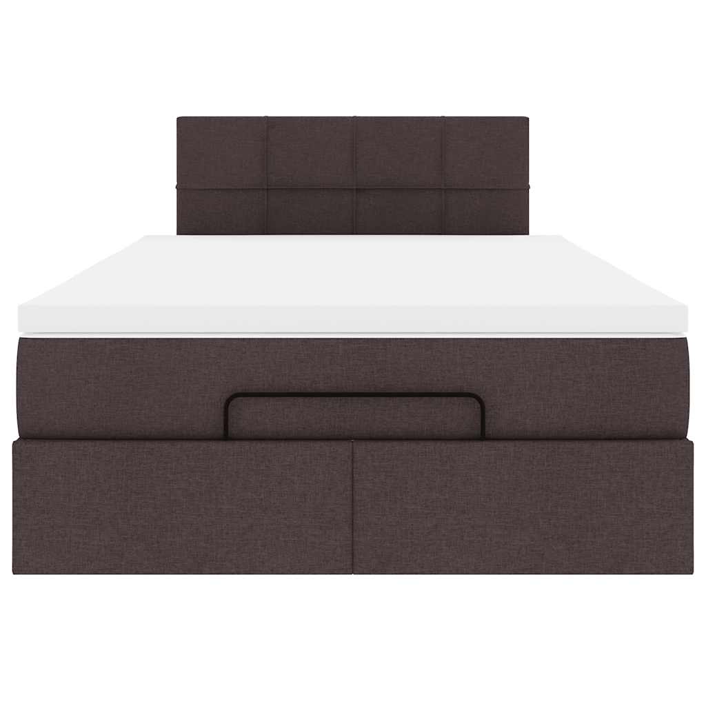 Cadre de lit ottoman avec matelas marron foncé 120x190 cm tissu - XIOS