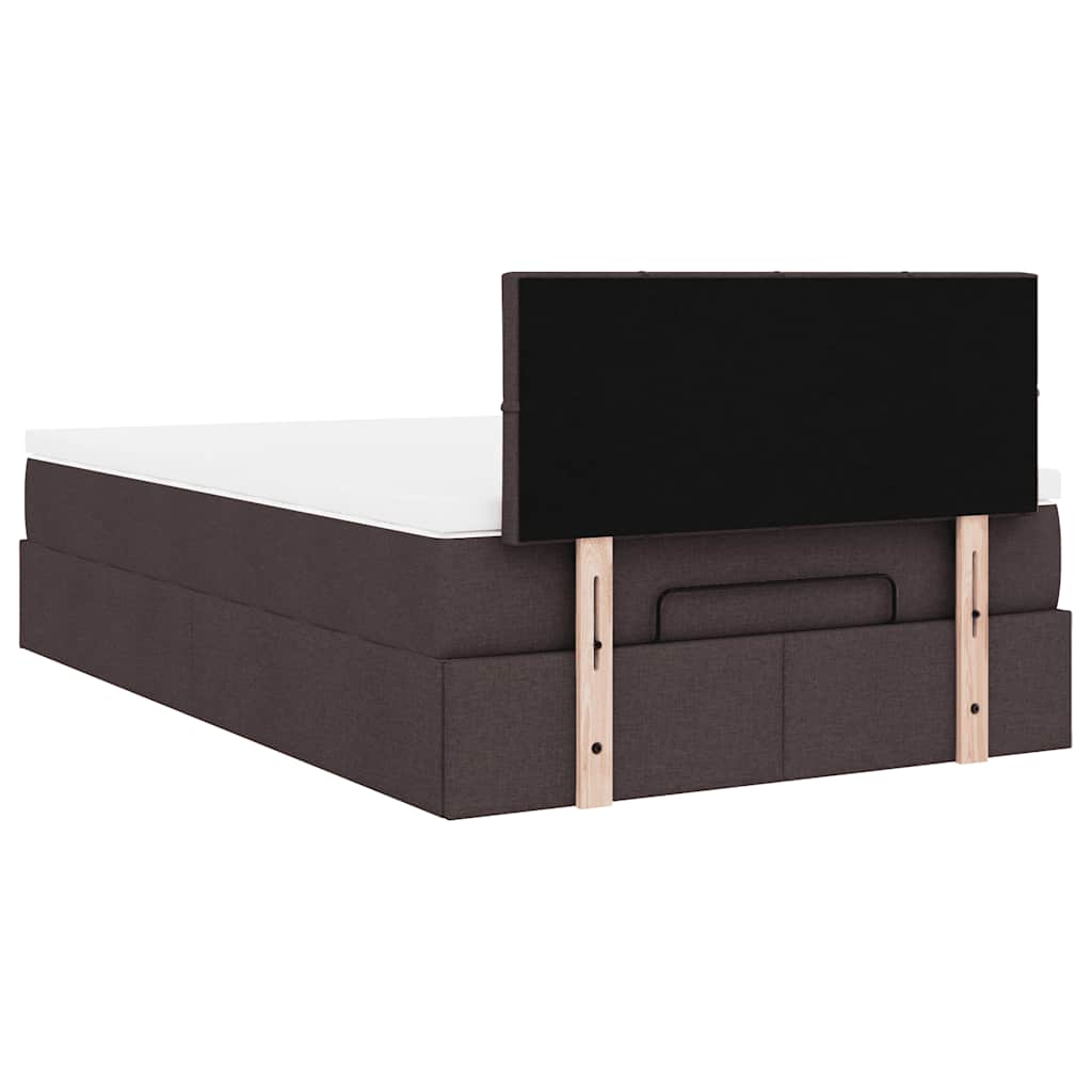 Cadre de lit ottoman avec matelas marron foncé 120x190 cm tissu - XIOS