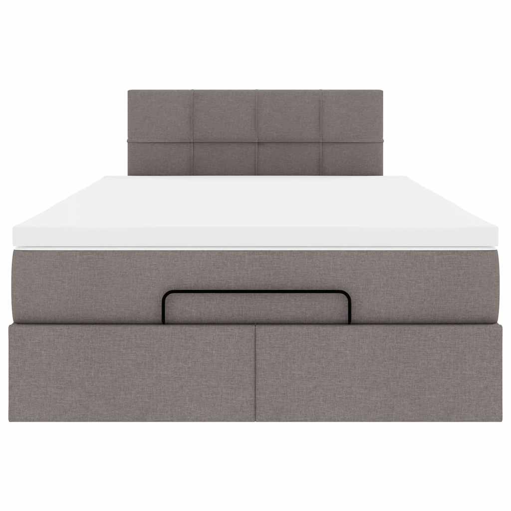 Cadre de lit ottoman avec matelas taupe 120x190 cm tissu