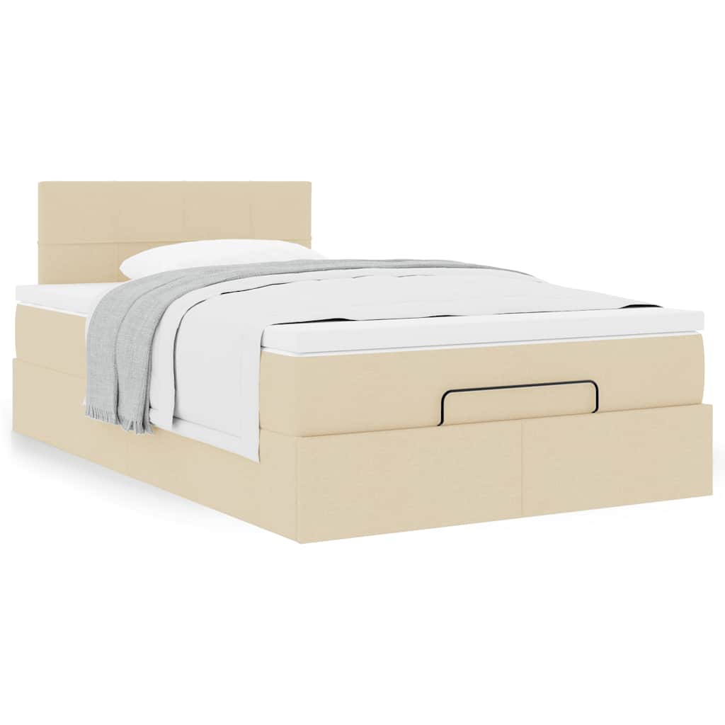 Cadre de lit ottoman avec matelas crème 120x190 cm tissu - XIOS