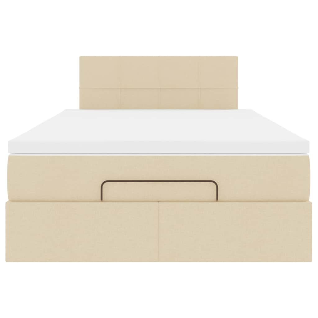 Cadre de lit ottoman avec matelas crème 120x190 cm tissu - XIOS