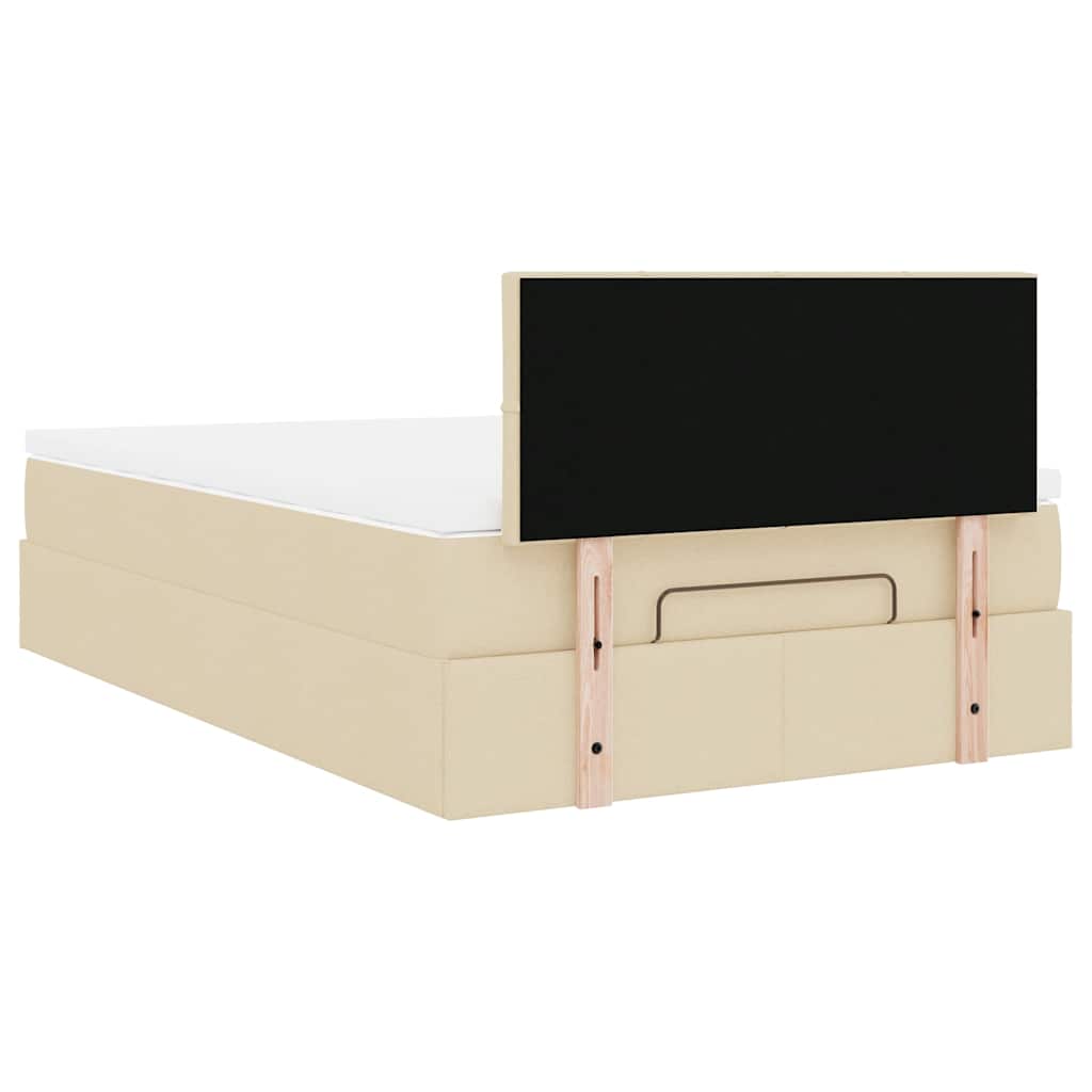 Cadre de lit ottoman avec matelas crème 120x190 cm tissu - XIOS