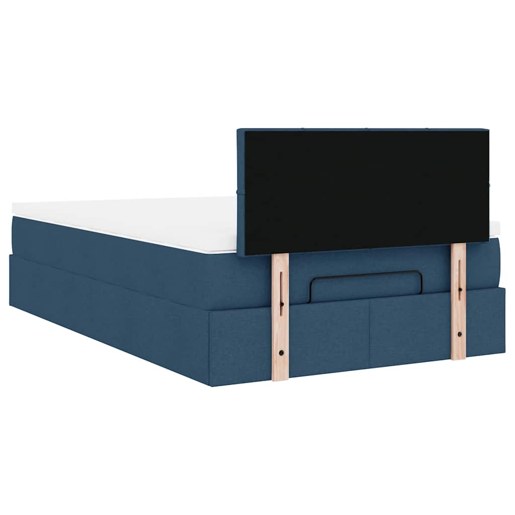 Cadre de lit ottoman avec matelas bleu 120x190 cm tissu - XIOS