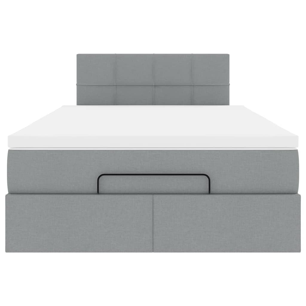 Lit ottoman avec matelas gris clair 120x200 cm tissu