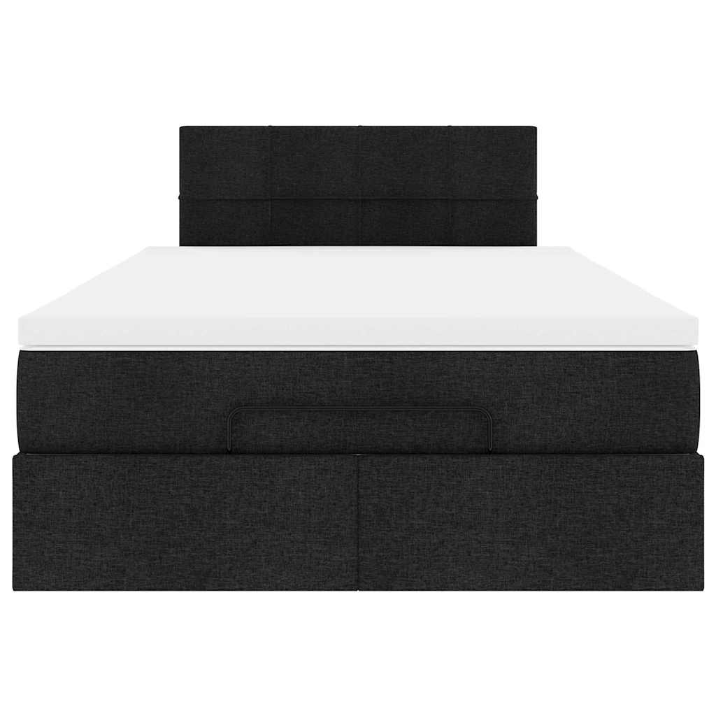 Lit ottoman avec matelas noir 120x200 cm tissu - XIOS