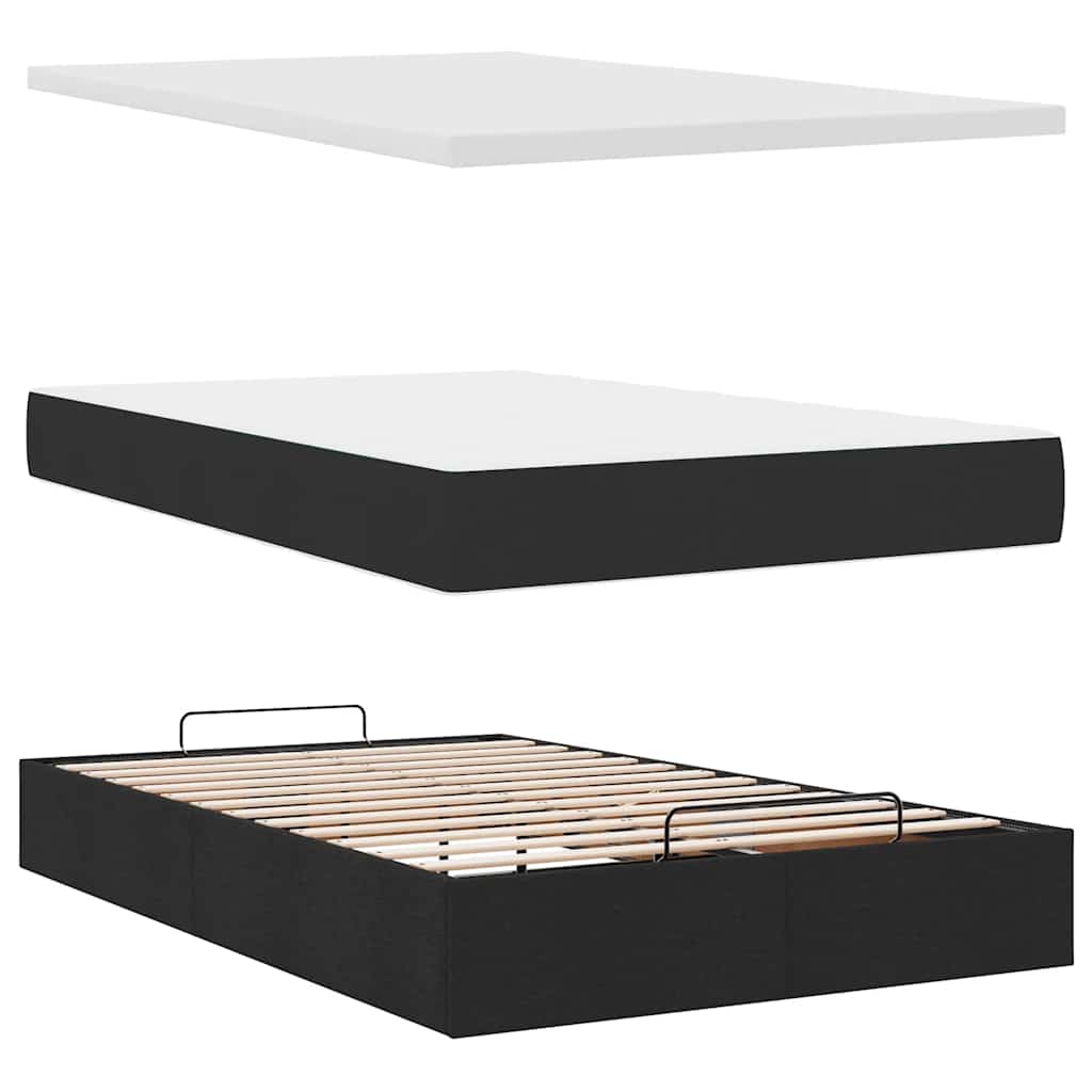 Lit ottoman avec matelas noir 120x200 cm tissu - XIOS