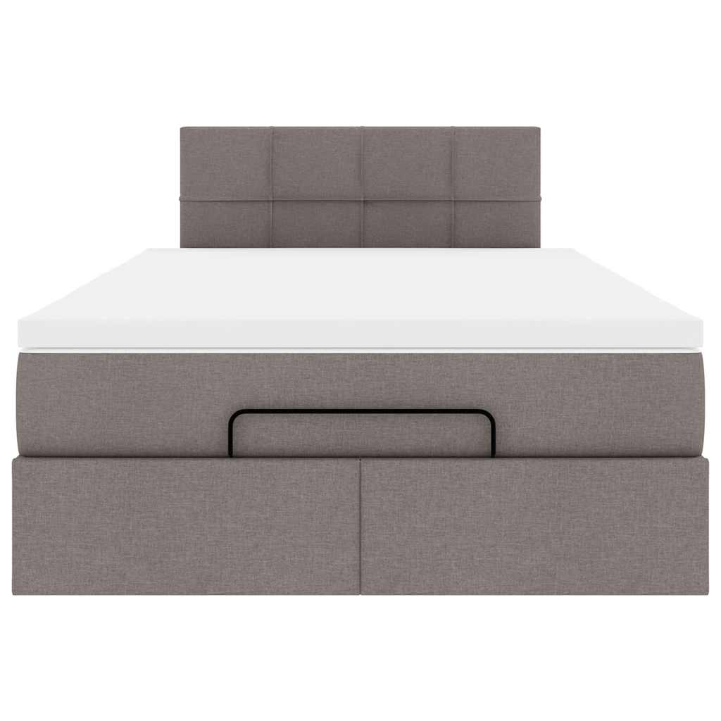 Cadre de lit ottoman avec matelas taupe 120x200 cm tissu