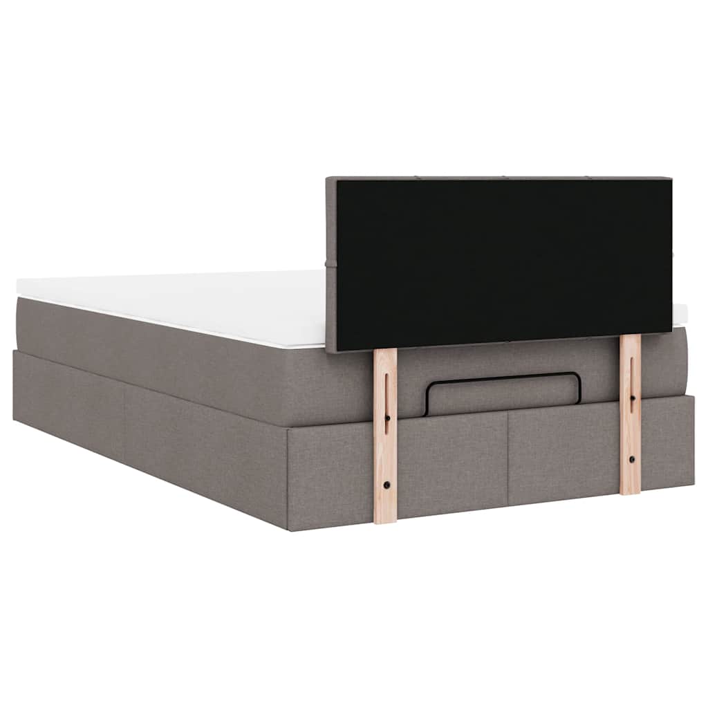 Cadre de lit ottoman avec matelas taupe 120x200 cm tissu