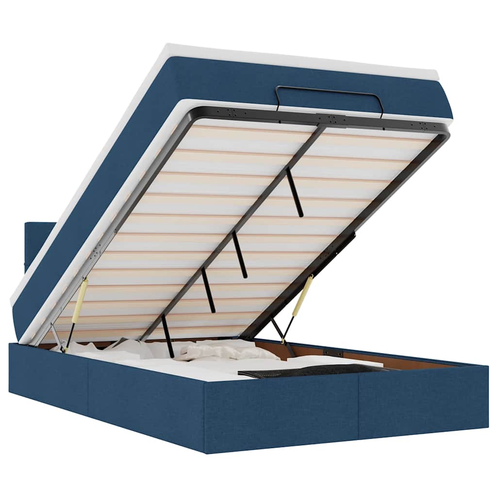 Lit ottoman avec matelas bleu 120x200 cm tissu - XIOS