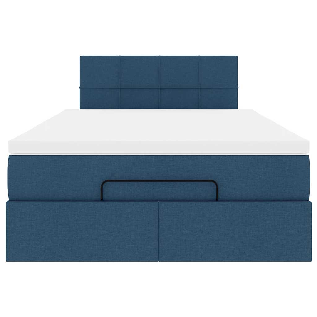 Lit ottoman avec matelas bleu 120x200 cm tissu