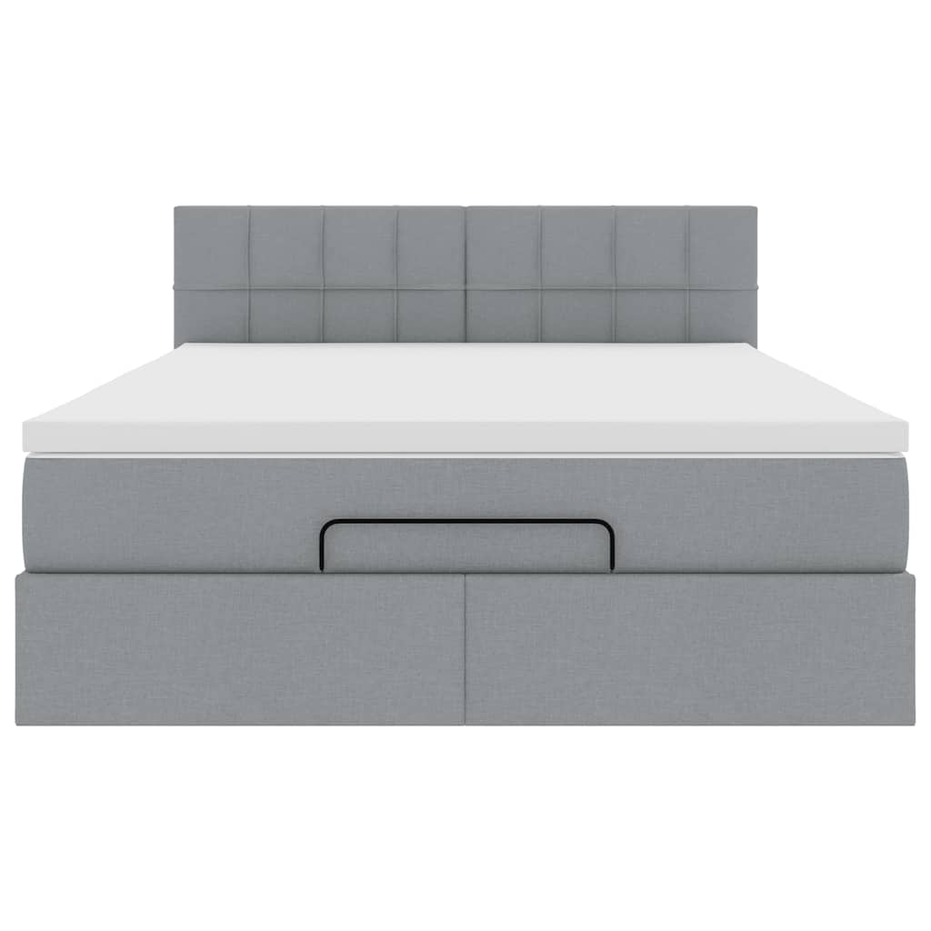 Lit ottoman avec matelas gris clair 140x190 cm tissu