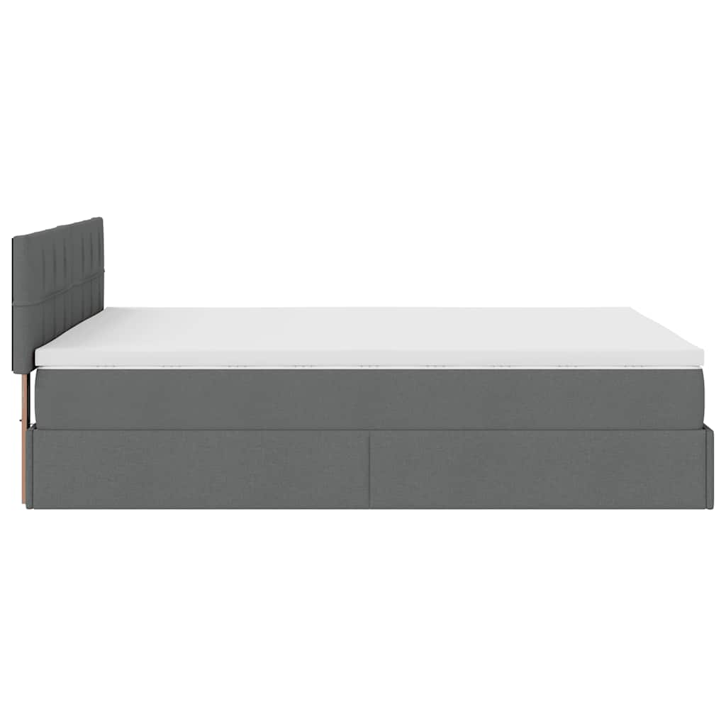 Lit ottoman avec matelas gris foncé 140x190 cm tissu - XIOS